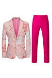 Light Pink Jacquard 2 Piece Notched Lapel  Men's Prom Suits