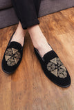 Black Embroidery Slip-On Party Men's Shoes