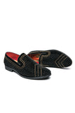 Black Beaded Slip-On Party Men's Shoes