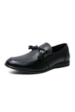 Black Leather Slip-On Fringe Men's Shoes