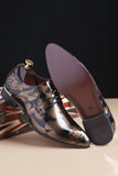 Brown Jacquard Men's Leather Party Shoes