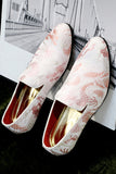 Pink Jacquard Slip-On Men's Shoes