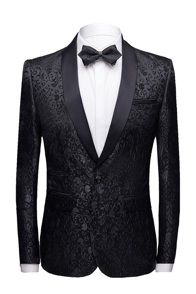 Red Floral Jacquard 2 Piece Men Suits