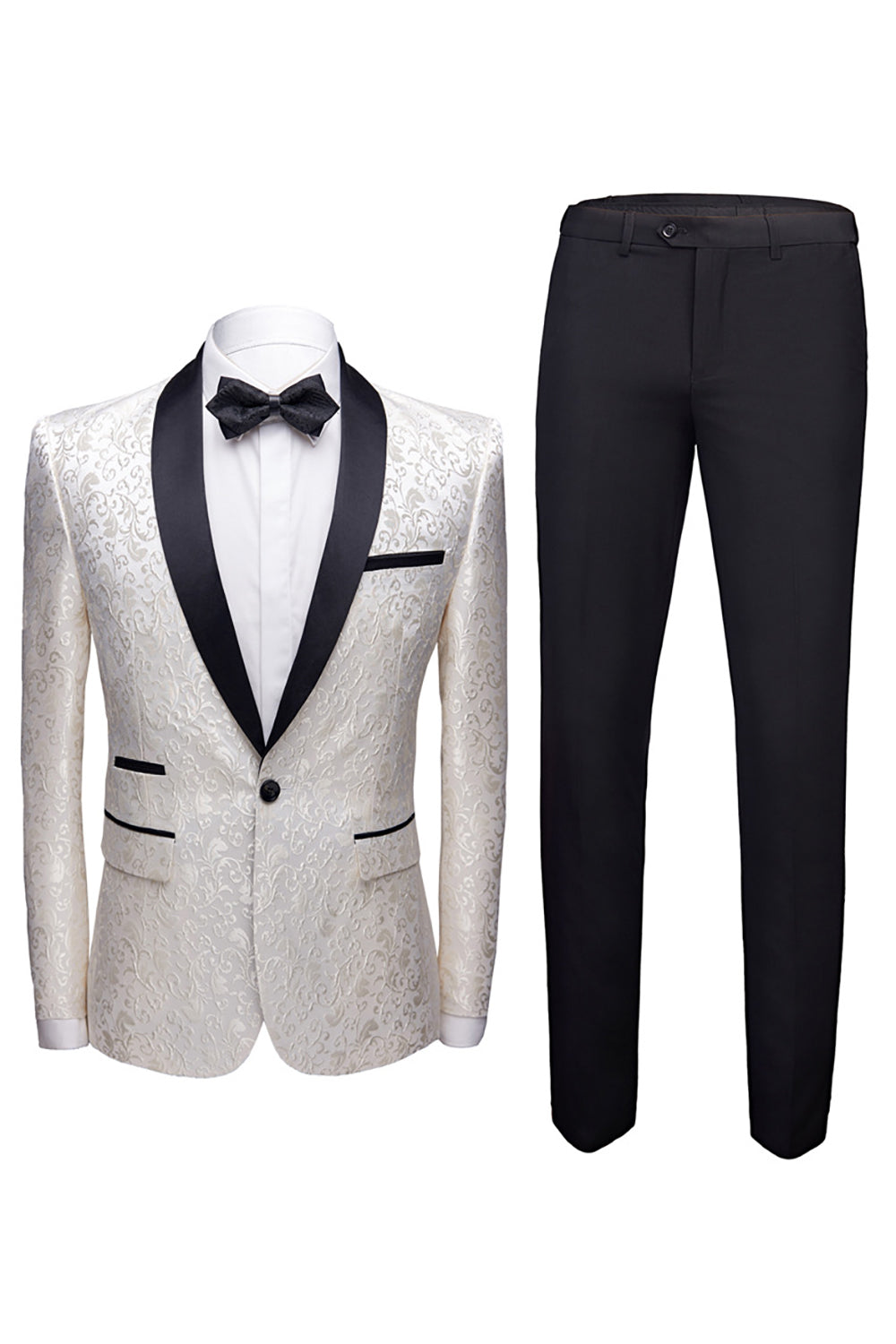 Black 2 Pieces Jacquard Men's Wedding Suits