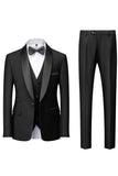 Black Shawl Lapel Three-Pieces Men's Suits