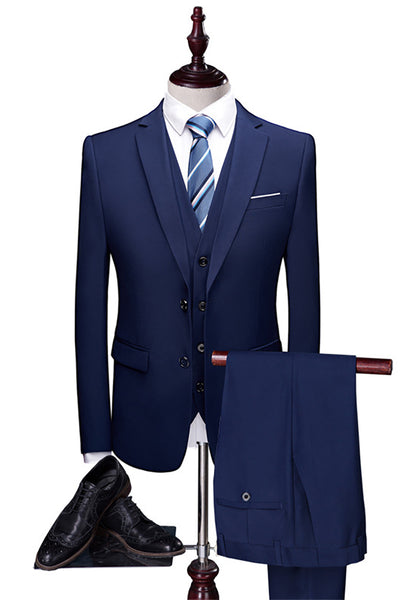 Zapaka Women Navy Blue Tuxedo Suits 3 Pieces Slim Fit Casual Men's ...
