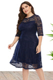 Plus Size Lace Party Dress with Half Sleeves