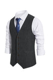 Single Breasted Slim Fit Striped Men's Suit Vest