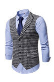Check Single Breasted Men's Suit Vest