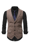 Check Single Breasted Men's Suit Vest