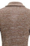 Khaki Shawl Collar Long Sleeves Loose Fit Men's Cardigan Sweater