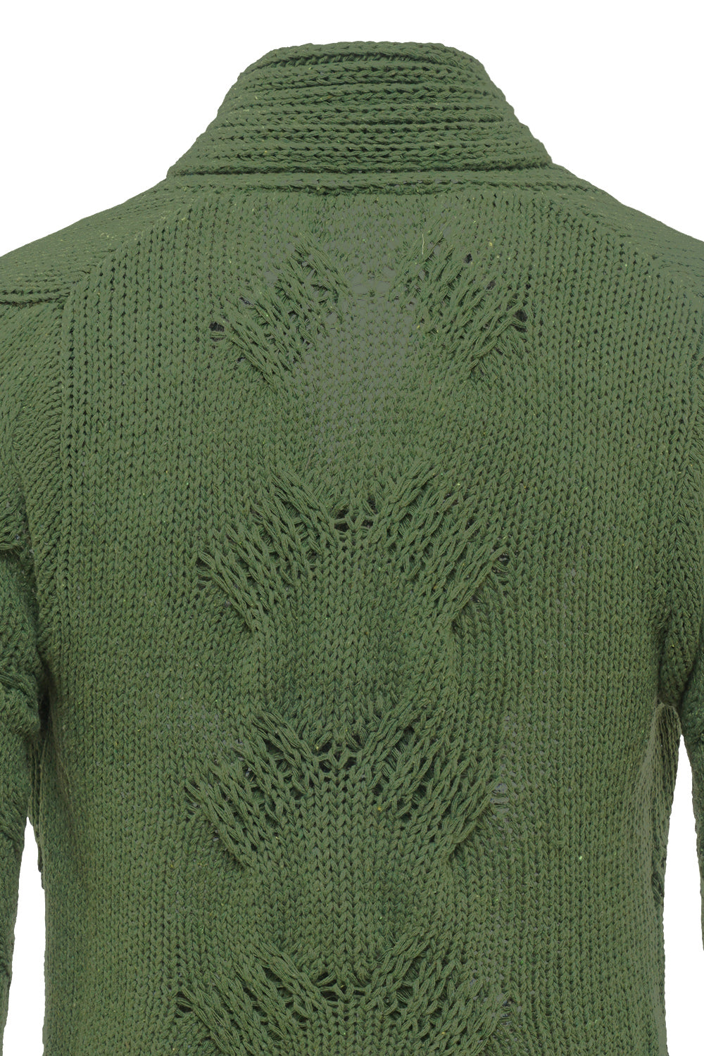 Green Shawl Collar Long Sleeves Men's Cardigan Sweater