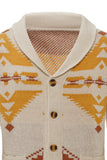Ivory Lapel Neck Buttons Men's Sweater