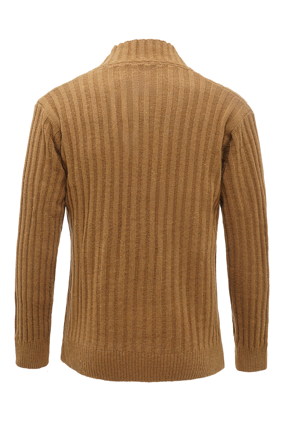 Brown Shawl Collar Button Men's Cardigan Sweater