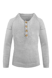 White Men's Casual Button Up Knitted Pullover Sweater