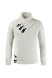 Grey Men's Casual High Neck Buckle Knitted Pullover Sweater