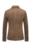 Khaki Tweed One Button Notched Lapel Men's Blazer