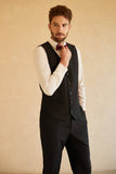 Black Shawl Lapel Single Breasted 3 Piece Men's Suits
