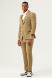 3 Piece Brown Single Breasted Peak Lapel Men's Prom Suits