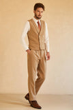 Brown Single Breasted Peak Lapel 3 Piece Men's Wedding Suits