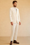White Peak Lapel Single Breasted 3 Piece Men's Wedding Suits