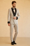 Grey Shawl Lapel Double Breasted 2 Piece Men's Suits