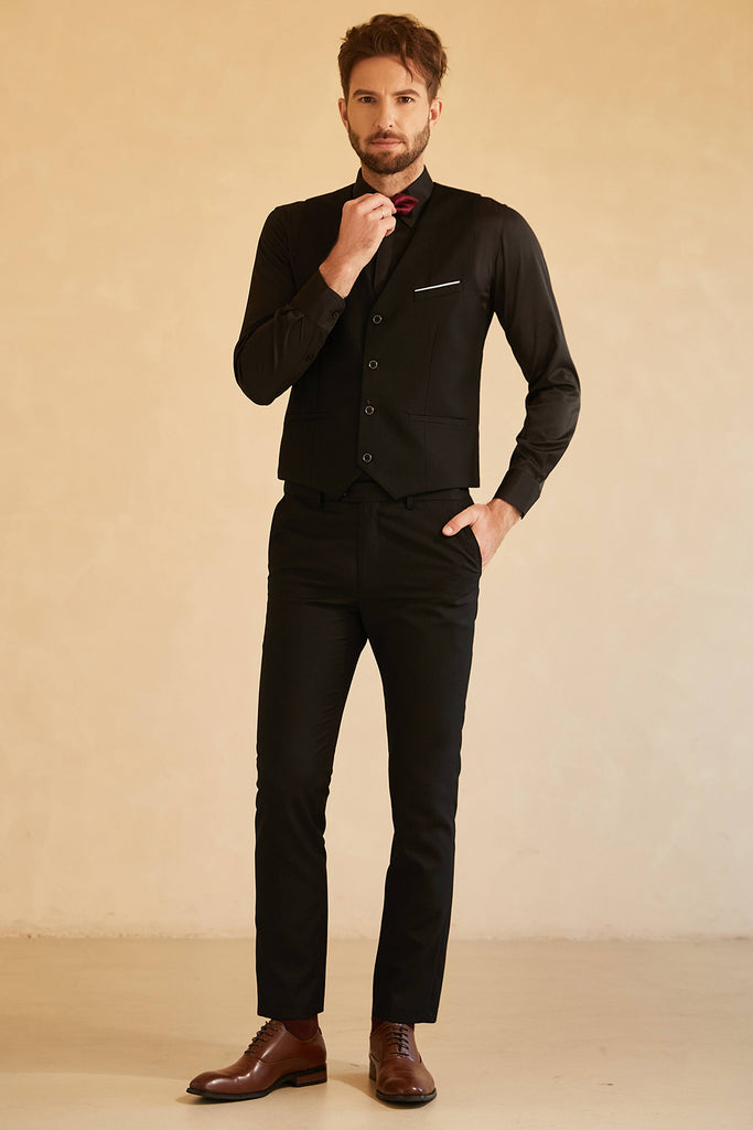 3 Pieces High Quality Brown & Black Shawl Lapel Party Prom Suit for Men main image 0