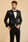 Black Red Single-Breasted Two-Button Printed Men's Blazer