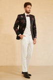 Black Red Single-Breasted Two-Button Printed Men's Blazer