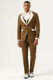 Brown Peak Lapel Single Button Men's Prom Suits