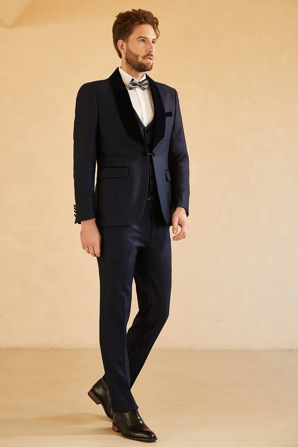 Shawl Lapel One Button Black Wedding Suits For Men