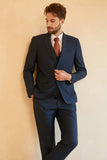 Notched Lapel Two Button Navy Men's Wedding Suits