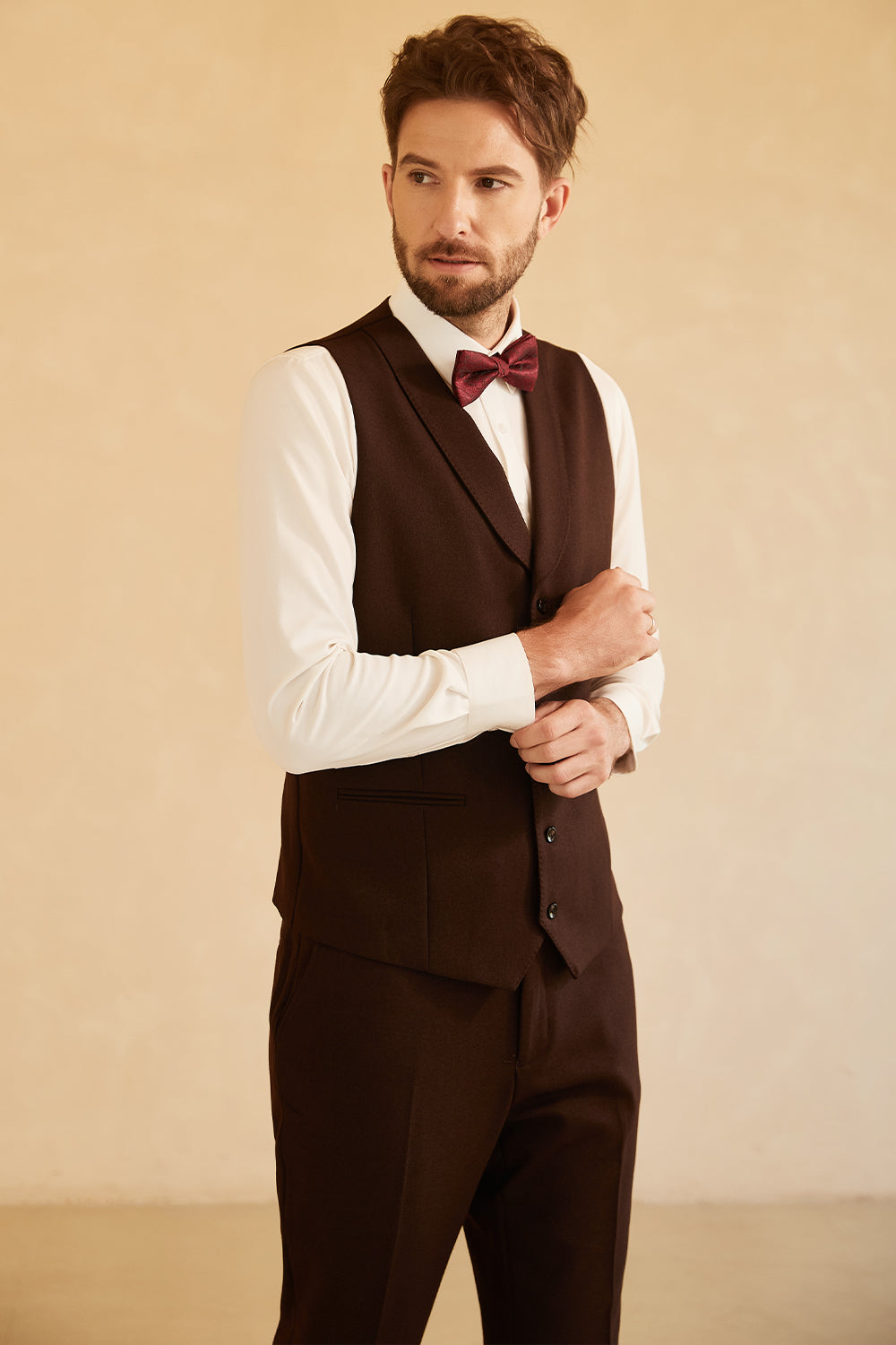 Daisda Elegant Brown Reception SuitFor Groom Peaked Lapel With One Button  36-44-Loose