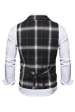 Lapel Collar Double Breasted Check Men's Vest