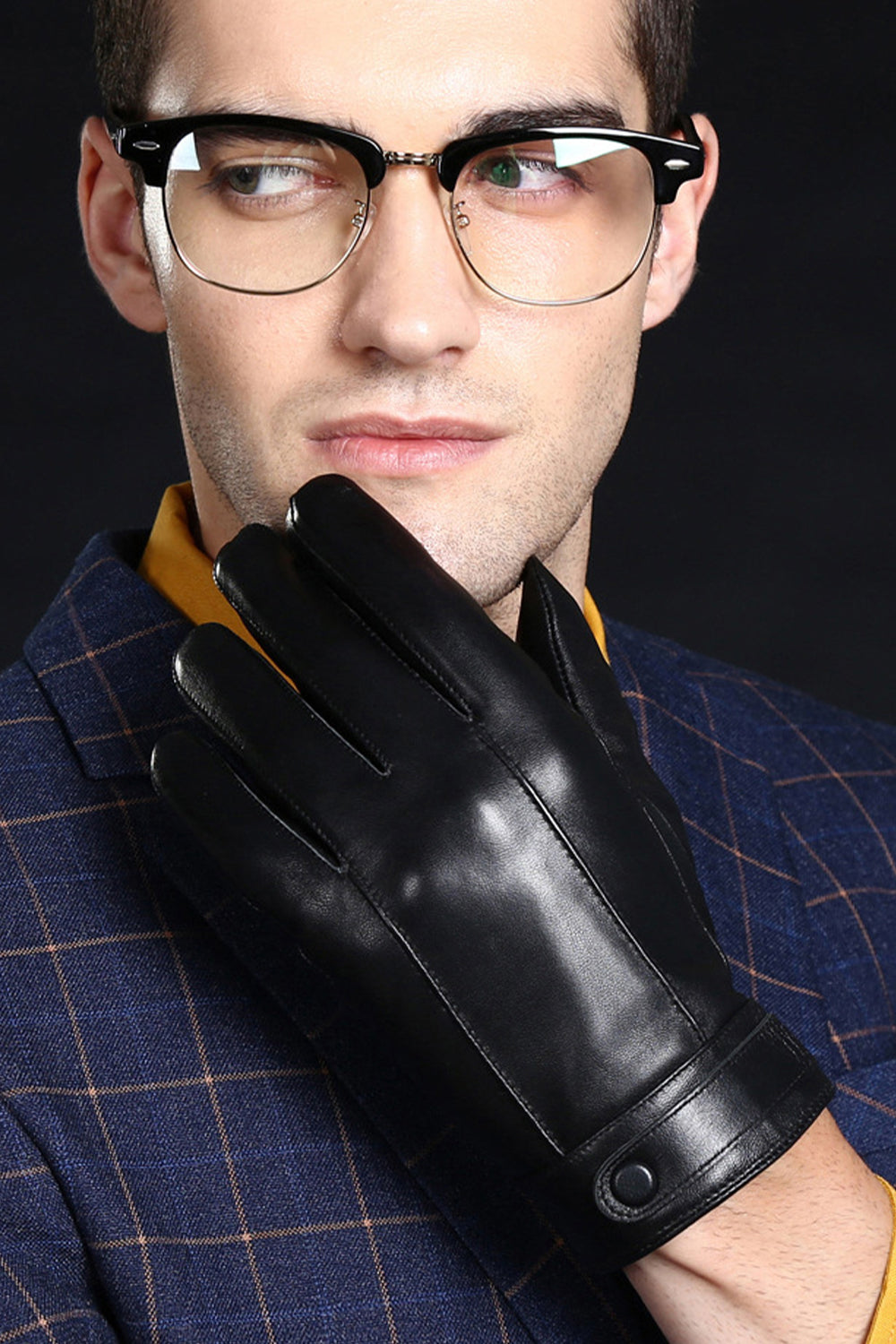 Brown Full-Hand Leather Gloves For Men