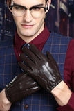 Black Full-Hand Leather Warm Winter Gloves For Men
