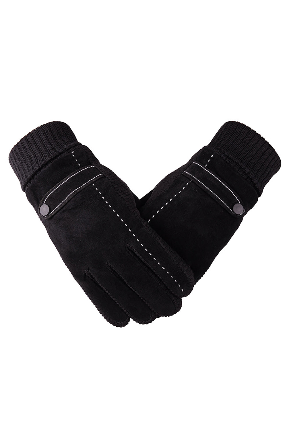 Black Pigskin Fleece Gloves For Men