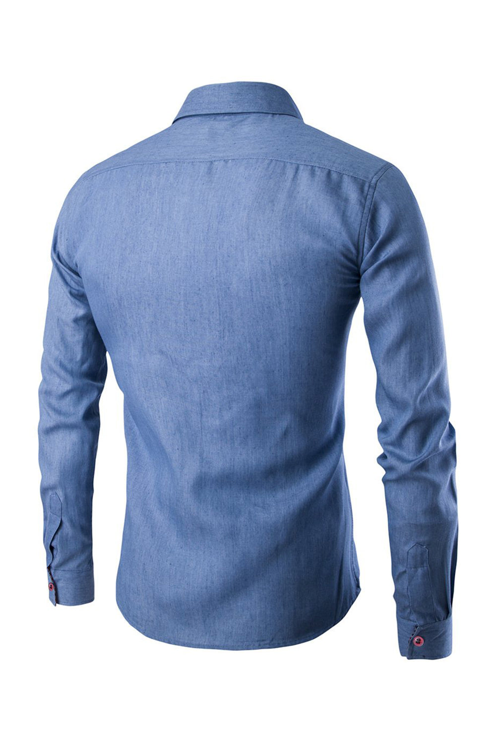 Cotton Long Sleeve Plus Size Blue Men's Shirt