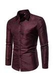 Fashion Print Long Sleeve Burgundy Men's Shirt