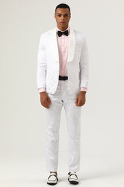 Zapaka Black Men's 2 Pieces Suits Jacquard Shawl Lapel Prom