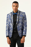 Blue Jacquard Shawl Lapel Men's Prom Jacket