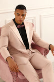 Pink Peak Lapel Double Breasted 2 Piece Men's Prom Suits