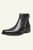 Genuine Leather Top Layer Cowhide Zipper Men's Boots