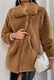 Camel Midi Teddy Faux Fur Shearling Coat