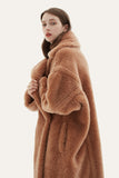 Camel Lapel Fleece Oversized Long Fuzzy Teddy Coat