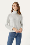 Grey Knitted Cropped Turtleneck Sweater