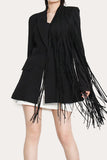 Black Fringed Peak Lapel Prom Women Blazer