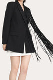 Black Fringed Peak Lapel Prom Women Blazer