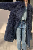 Casual Single Breasted Long Overcoat Faux Fur Lapel Collar Coat