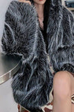 Black Hooded Festival Faux Fur Shearling Coat